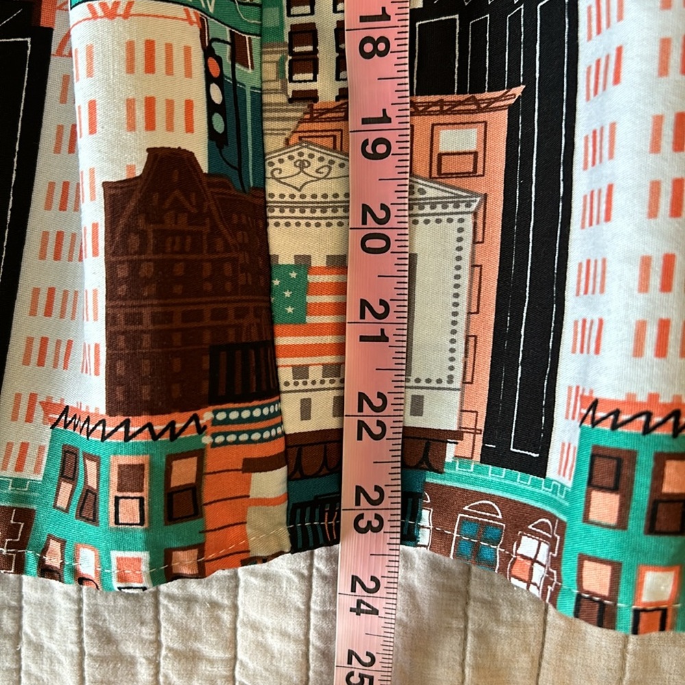Dresstore Green NYC New York Skyline Landmark Pleated pinup retro Skirt L - Picture 11 of 12